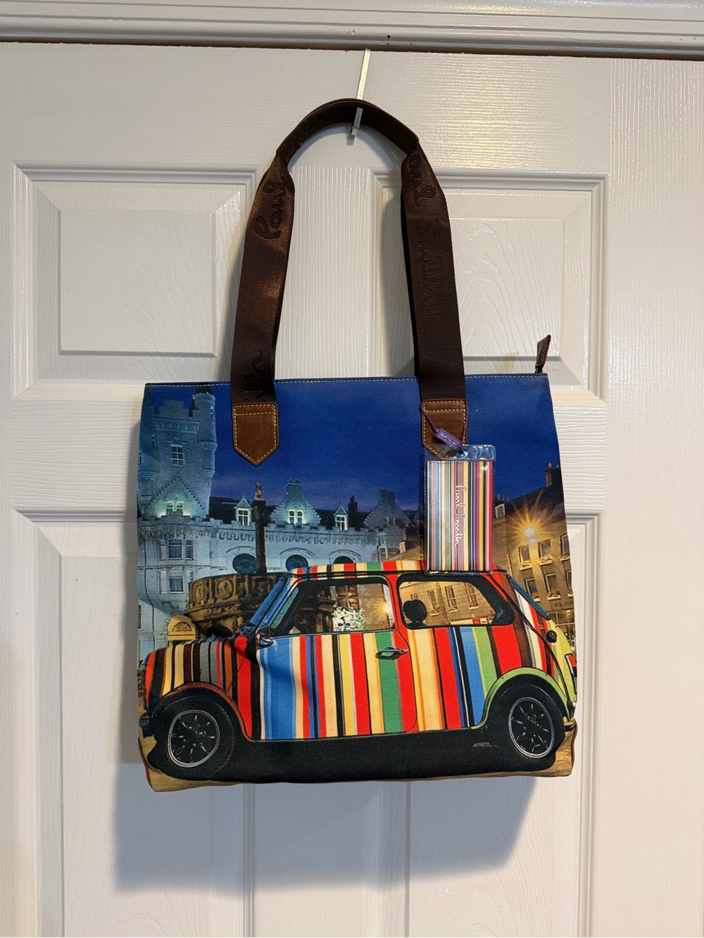 Paul Smith Multicolor Striped Tote with Leather Trim